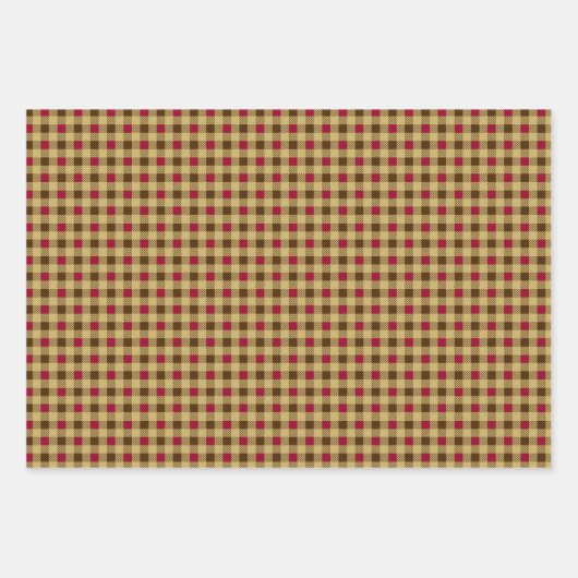 花&チェック(ブラウン) +ギンガムチェック         INPAKPAPIER VEL (Voorkant 2)