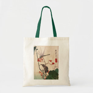 花 ト ボ, 広 重 Dragonfly en Bloem, Hiroshige, Ukiyo-e Tote Bag