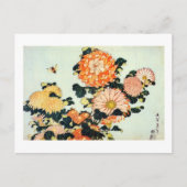 菊と蜂, 北斎 Chrysant en Bij, Hokusai Briefkaart (Voorkant)