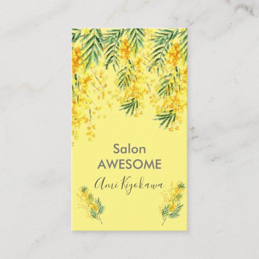 華やかなミモザの花の VISITEKAARTJE (Voorkant)