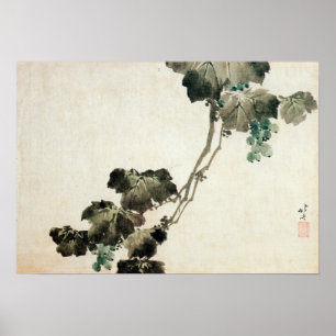 葡 萄, 北 斎 Grape, Hokusai Poster