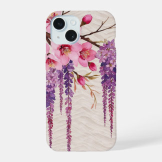 藤の花和紙の調べ ― 和モダン花柄 iPhone 15 HOESJE