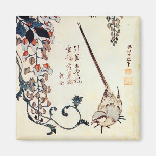 藤 に レ イ, 北 Wagtail en Wisteria, Hokusai, Ukiyo-e Magneet