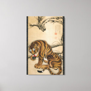 虎図, 若冲 Tijger, Jakuchu, Japan Kunst Canvas Afdruk