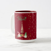 赤色かわいいサンタさんクリスマス♡ TWEEKLEURIGE KOFFIEMOK (Voorkant links)