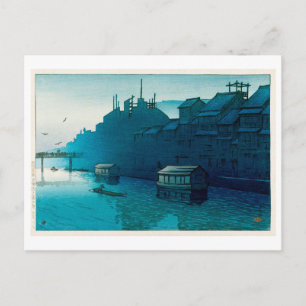 道 頓 の 朝, Morning at Dôtonbori, Hasui Kawase, Woodc Briefkaart