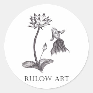 金魚と蓮　モノクロ　Black logo ver. Ronde Sticker