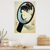 鏡 中 女, 国 vrouw in de Mirror, Kunisada Poster (Keuken)
