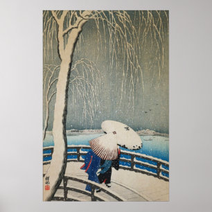 雪 に 傘, 古 Umbrellas in sneeuw, Koson, Ukiyo-e Poster
