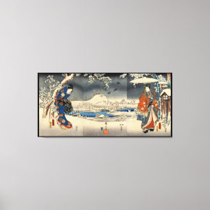 雪 景 の 人, 豊 Lovers in de sneeuwscène, Toyokuni Canvas Afdruk