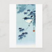 青い鳥, 古邨 Vogel in Blauw, Koson, ukiyo-E Briefkaart (Voorkant)