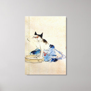 顔を洗う猫, 広重 Cat Face Wash, Hiroshige, Ukiyo-e Canvas Afdruk