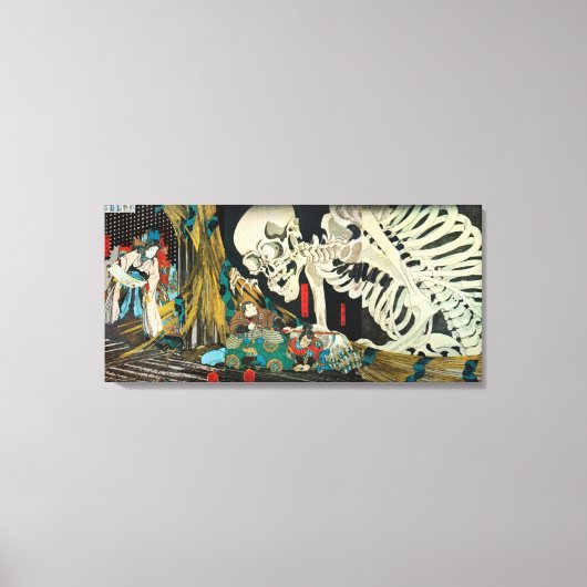 骸 骨, 国 Skeleton, Kuniyoshi, Ukiyo-e Canvas Afdruk (Voorkant)