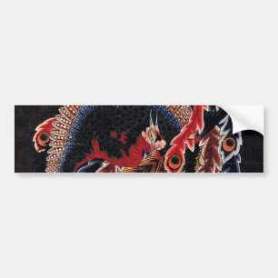鳳 図, 北 Chinese Phoenix, Hokusai, Art Bumpersticker