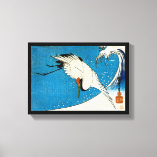 鶴 波, Crane & Wave, Hiroshige, Ukiyo-e Canvas Afdruk