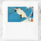 鶴 波, Crane & Wave, Hiroshige, Ukiyo-e Rechthoekige Sticker (Tas)