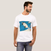 鶴 波, Crane & Wave, Hiroshige, Ukiyo-e T-shirt (Voorkant volledig)
