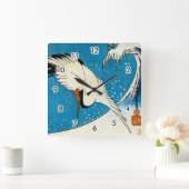 鶴 波, Crane & Wave, Hiroshige, Ukiyo-e Vierkante Klok (Huis)