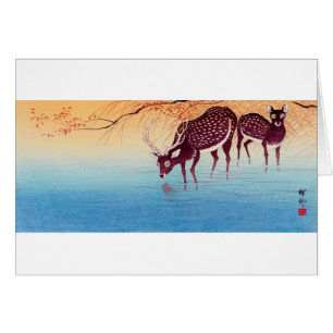 鹿, 小 原 邨 Deer, Ohara Koson, Ukiyo-e