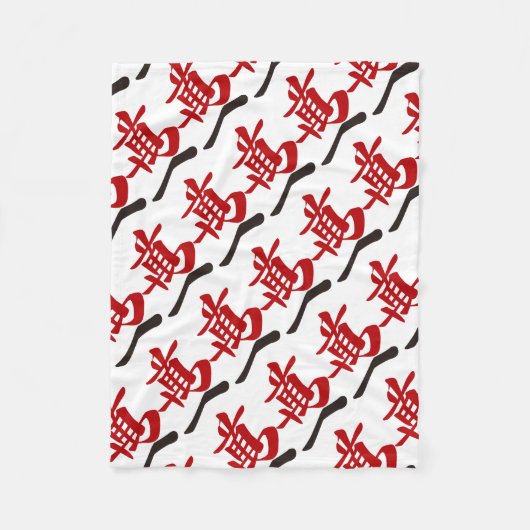 麻雀牌 一萬_文字-01 FLEECE DEKEN (Voorkant)