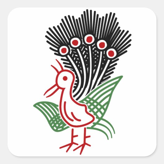 麻雀牌 1索 イーソウロゴのみ-01 VIERKANTE STICKER (Voorkant)