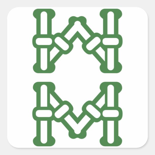 麻雀牌 8索 / EIGHT OF BAMBOOS -MAHJONG TILE- VIERKANTE STICKER (Voorkant)