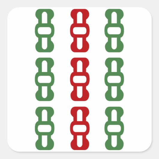 麻雀牌 9索 / NINE OF BAMBOOS -MAHJONG TILE- VIERKANTE STICKER (Voorkant)