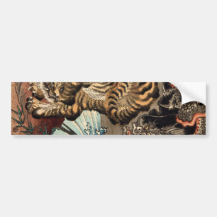 龍 虎, 国 Tiger & Dragon, Kuniyoshi, Ukiyo-e Bumpersticker