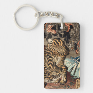 龍 虎, 国 Tiger & Dragon, Kuniyoshi, Ukiyo-e Sleutelhanger