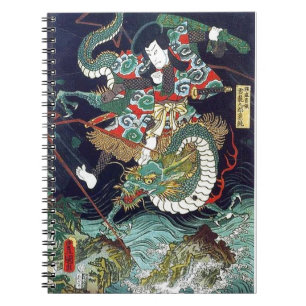 龍 虎, 豊 Dragon & Tiger, Toyokuni, Ukiyo-e Notitieboek