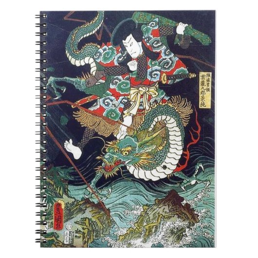 龍 虎, 豊 Dragon & Tiger, Toyokuni, Ukiyo-e Notitieboek (Voorkant)