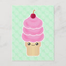 Recherche de glace kawaii cartes postales Cône
