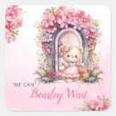 Recherche de baby shower floral moderne autocollants Nous pouvons attendre