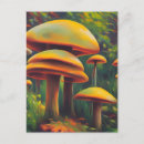 Recherche de champignons jaunes cartes postales Bois