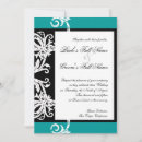 Recherche de damassé turquoise mariage invitations Noir