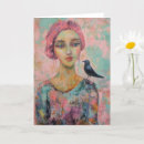 Recherche de oiseau de dame vœux cartes Rose