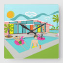 Zoek naar roze flamingo klokken Retro
