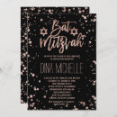 Recherche de rose et noir bar bat mitzvah invitations Étoile de david