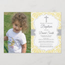 Recherche de jaune baptême invitations Croix