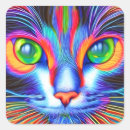 Recherche de yeux verts de chat autocollants Dessin animé