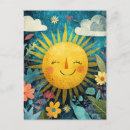 Recherche de soleil souriant cartes postales Dessin animé