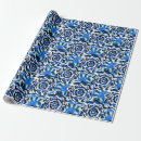 Recherche de fleurs graphiques papier cadeau Bleu