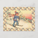 Recherche de fille de ski cartes postales Vintage