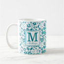 Recherche de motif floral turquoise tasses Sarcelle
