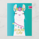 Zoek naar drama lama briefkaarten Roze