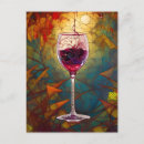 Recherche de verres de vin cartes postales Aquarelle