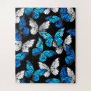 Recherche de papillons bleus puzzles Morpho