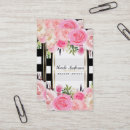 Recherche de rayures roses et blanches cartes visite Fleurs