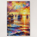 Recherche de pêcheur puzzles Coucher de soleil
