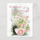 Recherche de chat floral cartes postales Blanc